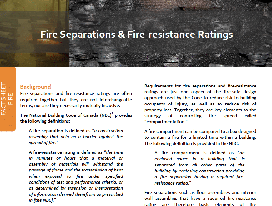 Fire Separations & Fireresistance Ratings The Canadian Wood Council CWC